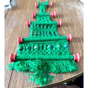 Green And Red Crotched Christmas Tree Wall Hanging